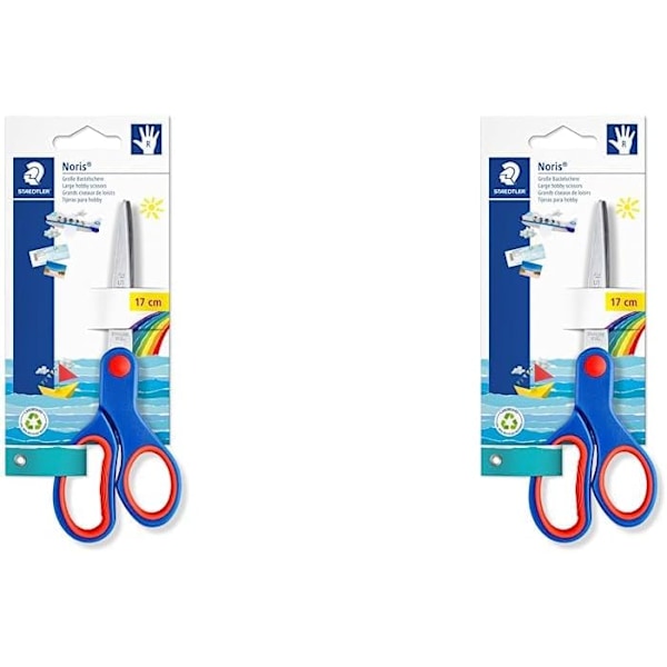 STAEDTLER 965 17 NBK Noris Club Hobby Saks (ergonomisk greb, afrundet blad, høj skæreydelse, længde: 17 cm) (Pakke med 2)
