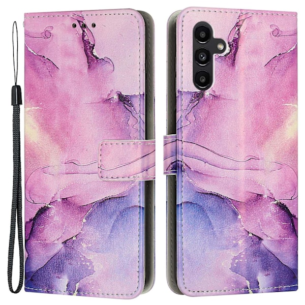 For Samsung Galaxy A54 5G Marmormønster Telefonstativ Etui Lommebok Smarttelefondeksel med Rem