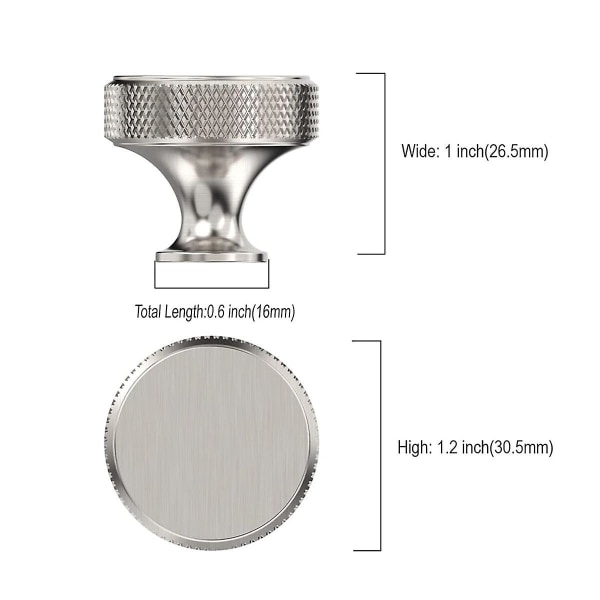 10-pack Köksskåpsknoppar räfflade byråknappar Skåpbeslag Aluminiumknoppar för byrålådor Silver
