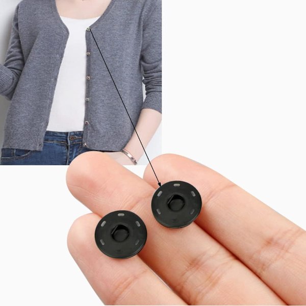 Syknapper, 21 mm Metal Knapsæt, Sorte Rustfri Stål Metal Knapper, Syknapper til Syartikler DIY Håndværk