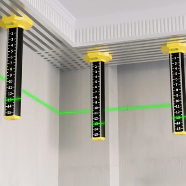 Højde lineal til loft- og gulvfliser, dobbelt brugsmåler lineal med magnetisk base, aluminiumlegering lasergraveret lineal, kontur lineal til ophængt loft