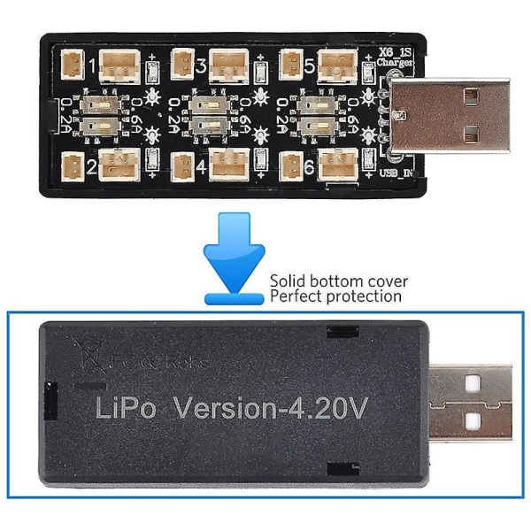 1s USB USB-laturi 3,7v/4,20v 6-kanavainen 1s-laturi - Jst 1,25 Jst-ph 2,0 Mcx Mcpx-liittimet