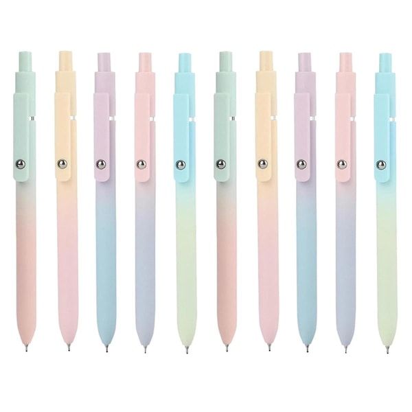Gelpennor 10 st Söta pennor Medium Point 0,7 mm Penna Svart bläck Pennor för journalföring Skolmaterial Kontorsmaterial