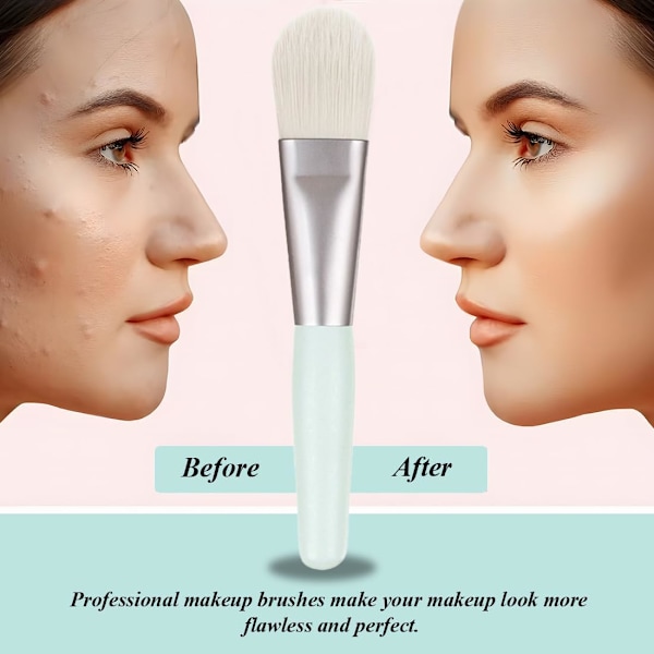 8-delars sminkborstset, professionellt sminkborstset, sminkborstar för foundation, puder och concealer med läderfodral