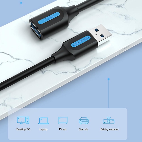 VENTION CBHBD 2m USB-A 3.0 han til hun 5Gbps dataoverførsel forlængerkabel rund PVC-forbindelse