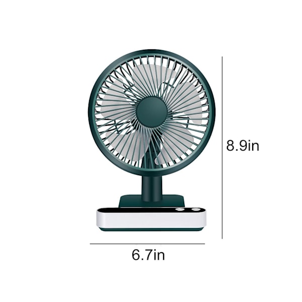 USB-bordventilator, trådløs genopladelig mini-bærbar ventilator, 180 automatisk rysthovede-bordventilator med 4 hastigheder, LED-display, stærk luftstrøm, støjsvag drift