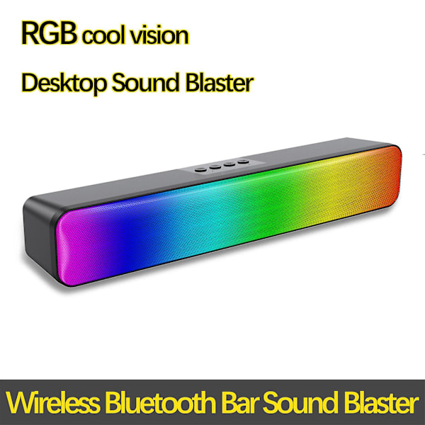 Trådløs Bluetooth-høyttaler med intelligent bass, RGB-fargelist, bil- og datamaskinkortlyd, egnet for hjemmet for å gi gaver