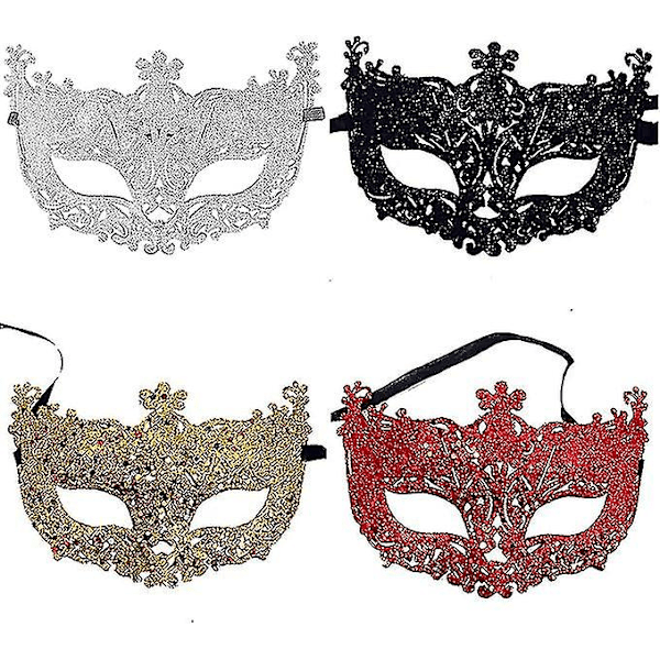 Pack Of 4 Venetian Masks, Masquerade Masks, Carnival Party Masks, Sparkling Party Masks