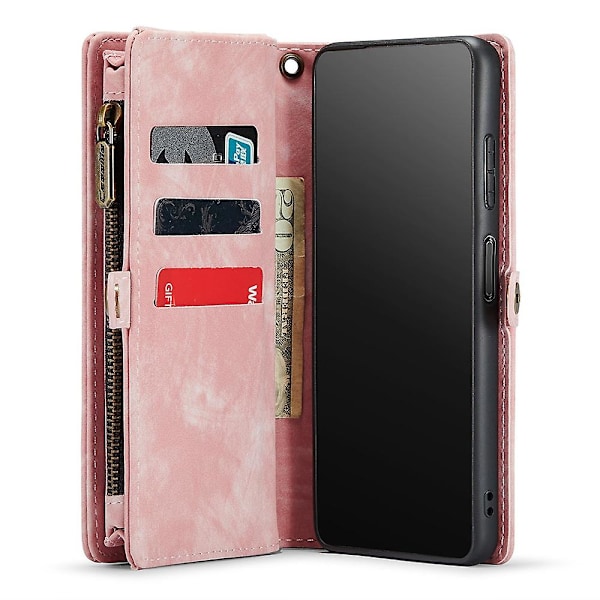 For SAMSUNG A12 Caseme 008 Series Ny Plånboksfodral 2-i-1 Läderfodral Rosa