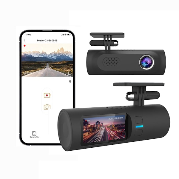 Ultra HD Dash Cam med WiFi Bilkamera 170 Graders Vidvinkel Stjernelys Nattesyn Tyngdekraftsføling 24 timers Parkeringsmonitorering og Bevægelsesregistrering DVR