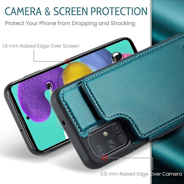 CASEME C22-serie for Samsung Galaxy A51 4G SM-A515 deksel med kortholder og støttefunksjon