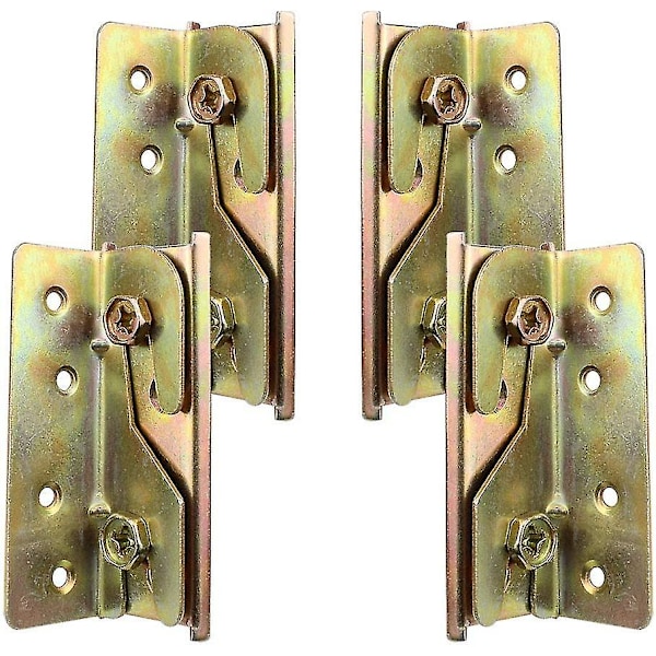 Set Of 4 Heavy Duty Rust Resistant Mortiseless Bed Rail Mounting Brackets With Screws