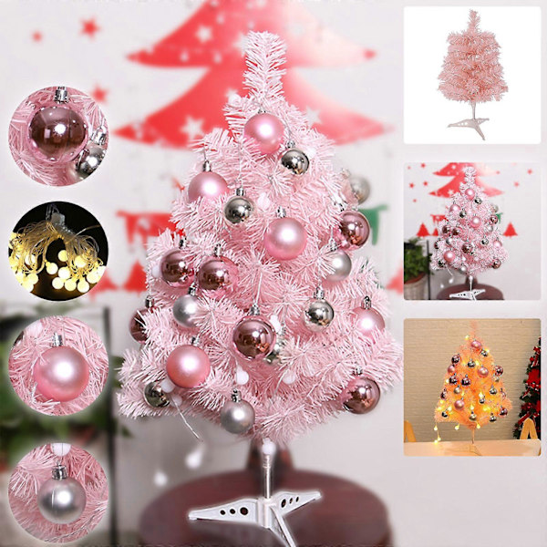 Christmas Decorations Christmas Tree For Girls 18 Inch Tabletop Mini Artificial Christmas Tree Girls DIY Christmas Tree With LED String Lights And Han