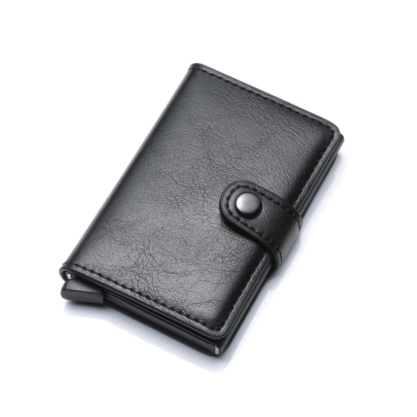 Svart skyddande plånbokskortfodral 5 kort (äkta läder) Svart