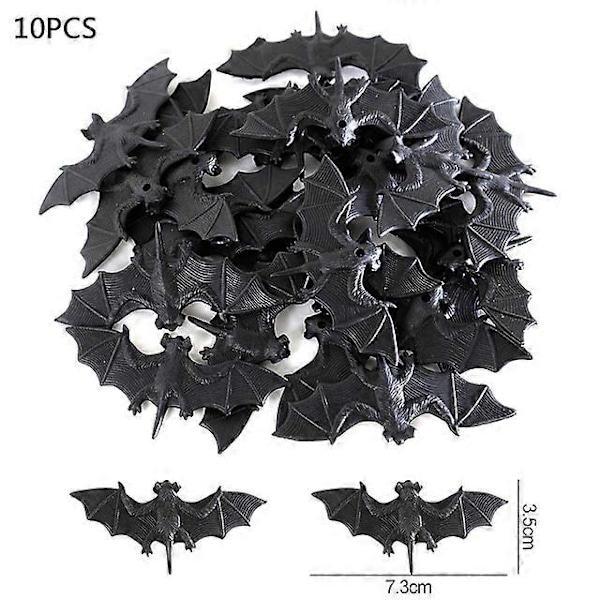 36/10PC Simulation Plastic Scary Bat Spider Halloween Fools Day Trick Toy Halloween Party Haunted House Horror Decoration Props