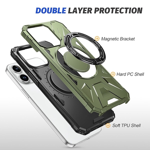 For iPhone 15 Pro deksel Anti-fall TPU+PC telefondeksel med metallbrakett