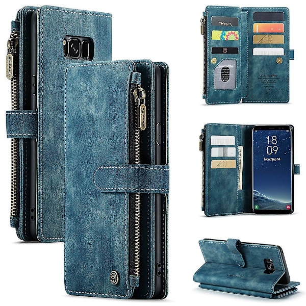 For Caseme Samsung S8+ C30 Series New 10-Karat Chain Wallet Leather Case Blue