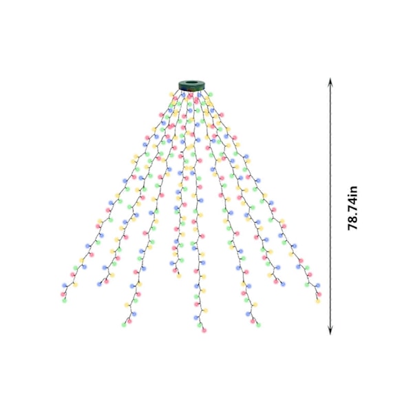 Jouluvalot Joulukuusen Valot Silmukalla Sisä- ja Ulkokäyttöön, 2 Metriä 8 Johdinta Jouluvalot, 8 Valotilaa, Joulukoristevalot