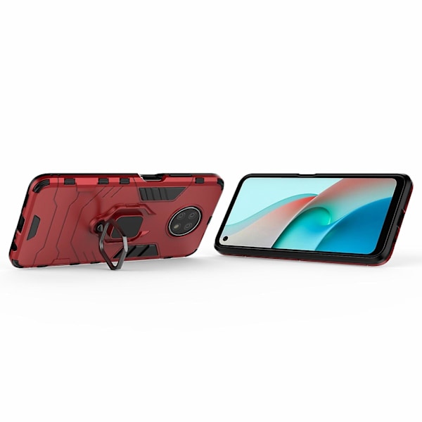 PC + TPU -hybridikuori, jossa sormuspidike ja jalusta Xiaomi Redmi Note 9 5G:lle ja Note 9T 5G:lle