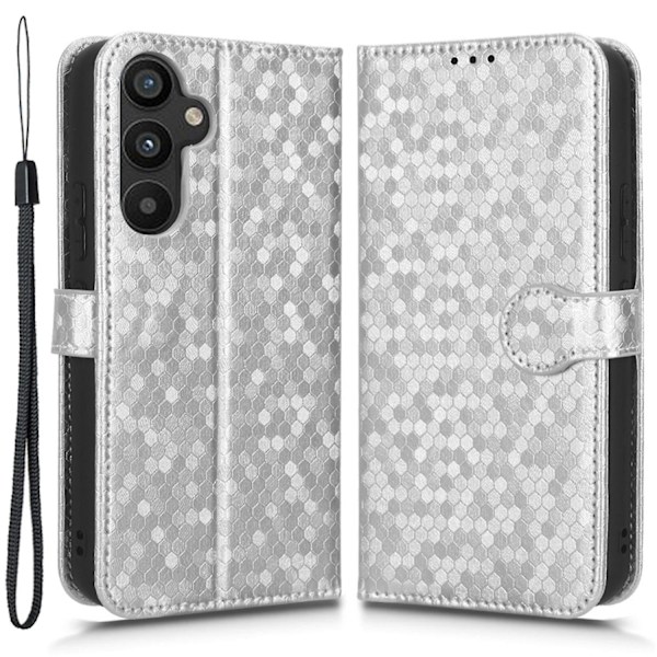 For Samsung Galaxy A34 5G Dot Pattern Imprinted Phone Cover Shockproof Wallet Stand Cover with Strap