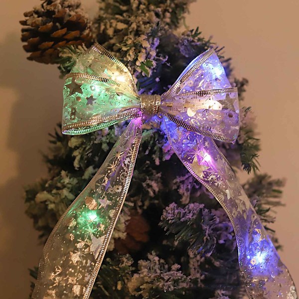 Christmas Tree Decoration Ribbon Led String Lights 4m 40 Lights [three Battery Box Always On + Flash] Silver Colour Light