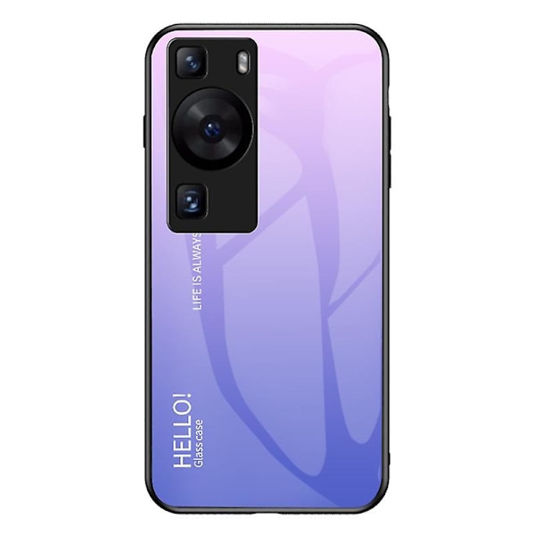 For Huawei P60/P60 Pro Gradient Telefondeksel Herdet Glass+PC+TPU Støtsikker Telefondeksel