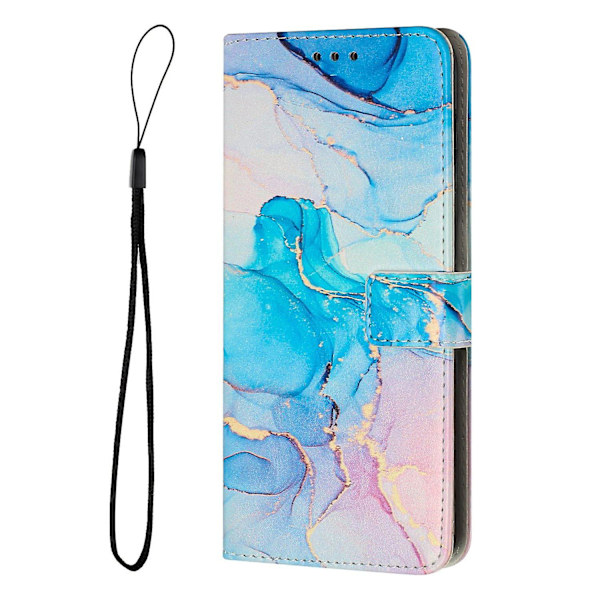 For Samsung Galaxy A14 5G Mobiltelefon Stativ Lommebok Etui Magnetisk Lås Marmor Deksel med Rem