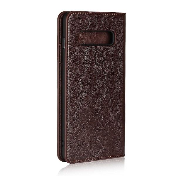 Crazy Horse Wallet Stand Ægte Læder Etui til Samsung Galaxy S10 Plus