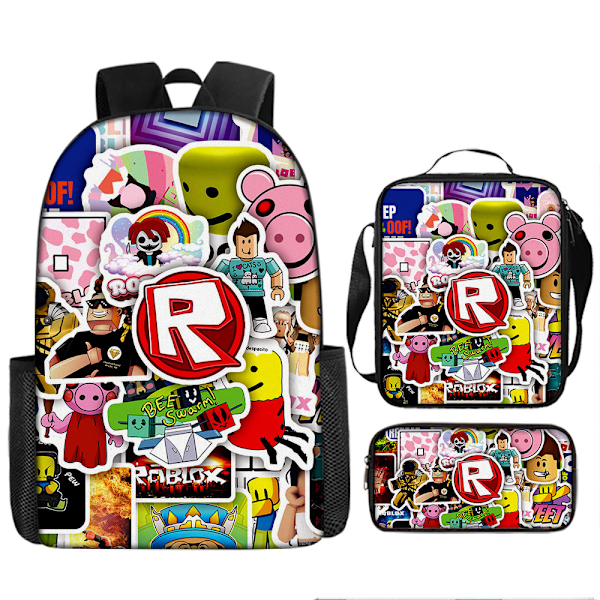 New cartoon Roblox primary and secondary school students' schoolbag three-piece set