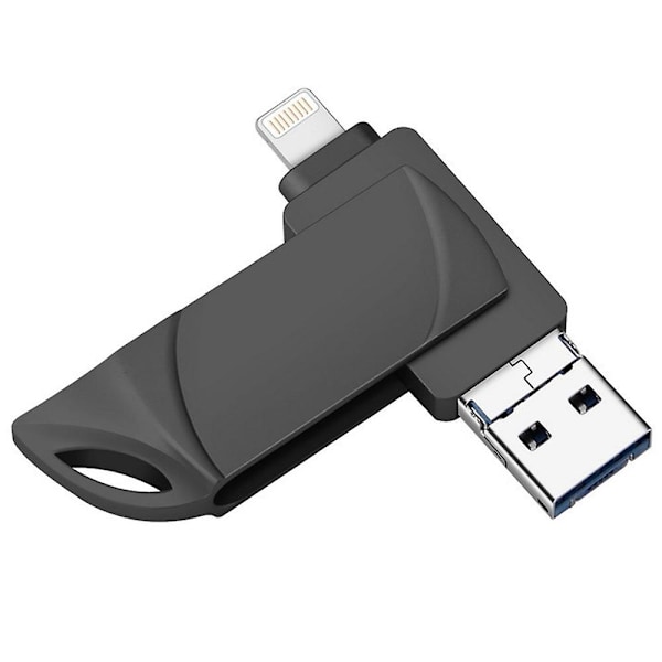 128 GB extern lagring minneskort flash-enhet 3 i 1 Lightning/Micro/USB Swivel U-skiva