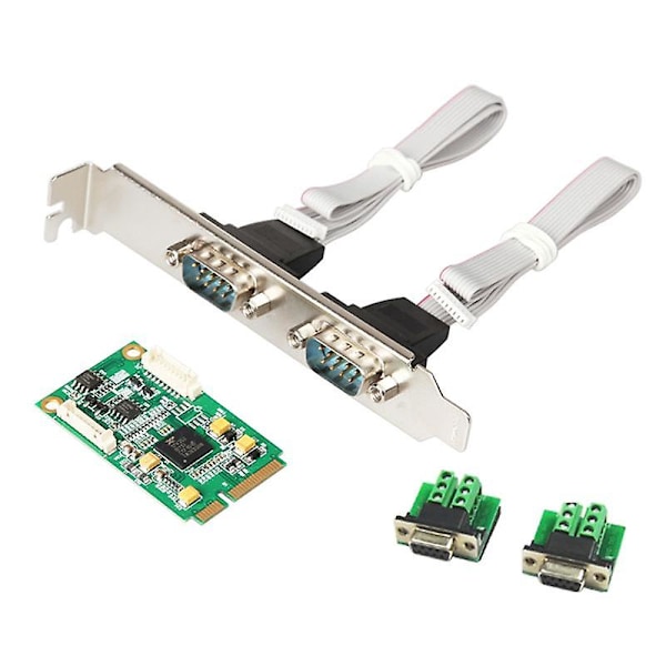 Mini PCIe 2 Ports RS422 RS485 Db9 Com Half Size 17V352 Mini PCI Express Serial Port Industrial I/O