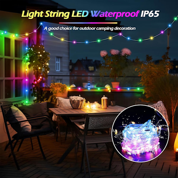LED ljusslinga 10 meter, 100 lysdioder LED ljusslinga, RGB LED sovrumslampa med fjärrkontroll och APP, färgbyte, musiksynkronisering, tidsmodul