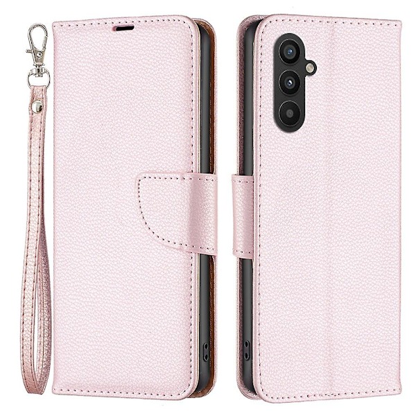 For Samsung Galaxy A24 4G PU Læderpung Etui Litchi Tekstur Flip Stativ Telefon Etui med Rem