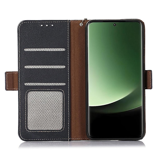 TJ For Xiaomi 13 Ultra Ekte Ku Skinn Flip Case Lommebok RFID Blokkering Stativ Telefondeksel