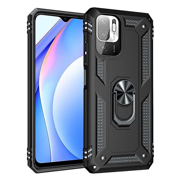 Anti-drop PC + TPU Combo Hybrid Phone Shell med Ring Kickstand til Xiaomi Redmi Note 10 5G