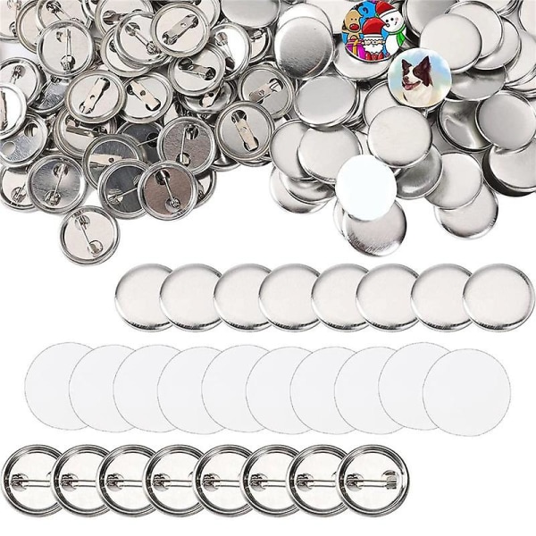 600 stk. Blank Button Making Supplies 25mm/1" Back Button Pin Making Kit Metallmerkedeler for knappfremstillingsmaskin