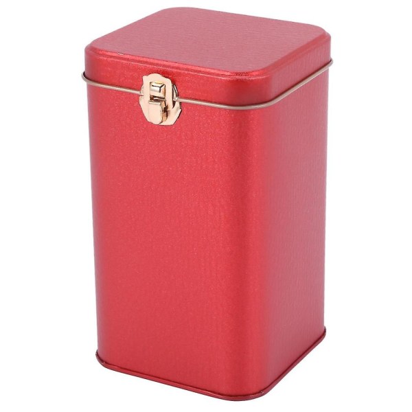 Metalliset teepurkit Korkealuokkainen lukkopelti kahvikarkkien säilytyslaatikko CAN punainen