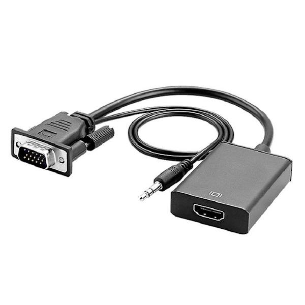 VGA til HDMI Adapter Kabel VGA Hann til HDMI Hunn Konverter Datamaskin til TV HDMI Adapter med 3.5mm A