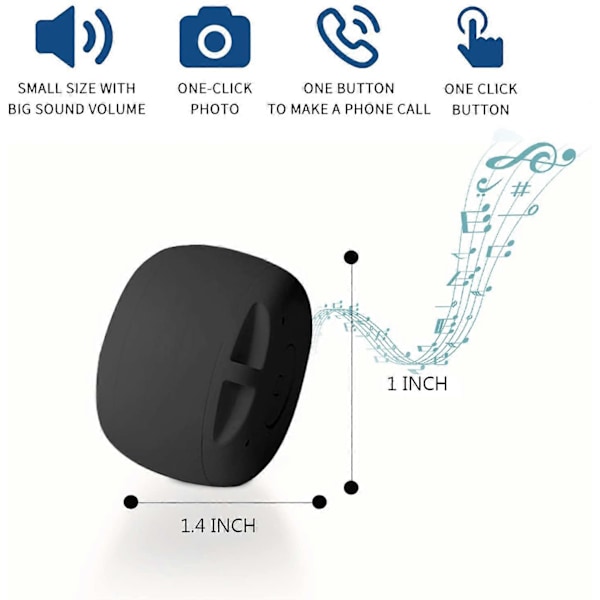 Svart Den minste Mini Bluetooth-høyttaleren - Momoho BTS0011 Trådløs liten Bluetooth-høyttaler, Bærbare høyttalere for hjem/utendørs/reise, Ladbar, Kom