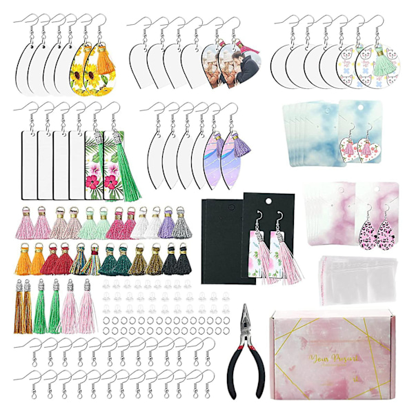 Thermal Transfer Earrings Kit With Earplugs Earring Hooks Tassels Jump Rings