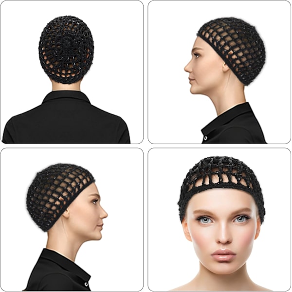 2 Pakning Hårnett Sovehette Hårnett Wrap Hette Lang Rett Krøllete Parykk Hodeplagg Mesh Wrap Heklet Bølge Kokkehatt Bun Løftestropper Kvinner Ballett