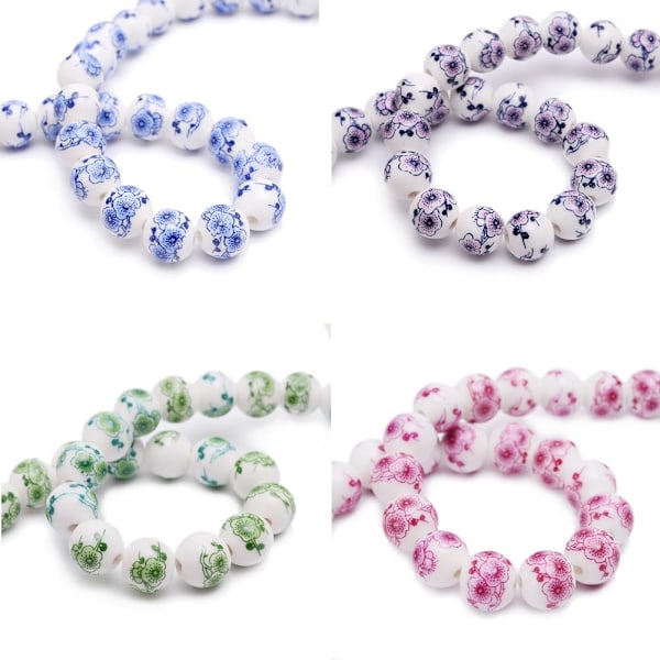 20 stk. 10 mm runde keramiske perler for DIY håndverk armbånd smykkelaging