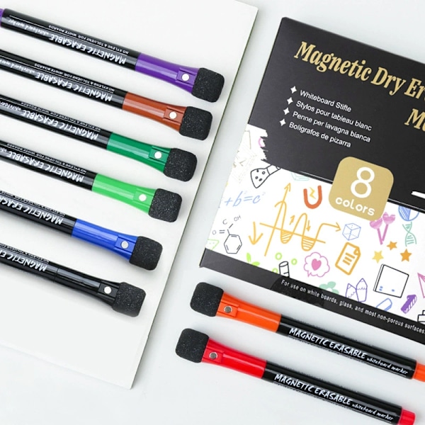 Whiteboard Markers, 8 Whiteboard Markers, Luktsnåla Raderbara Whiteboard Markers, Lämpliga för Hemskola Kontor Flerfärgade Whiteboard Markers
