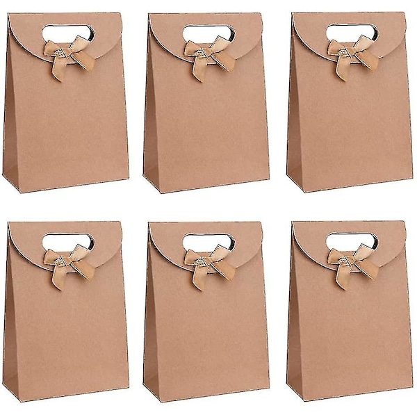 20 Pieces Kraft Paper Gift Bags, Kraft Paper Bag With Handle, Brown Kraft Gift Bag, Brown Paper Bag