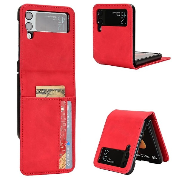 For Samsung Z Flip3 5G Skin-Feel Semi-Split External Card Case Red