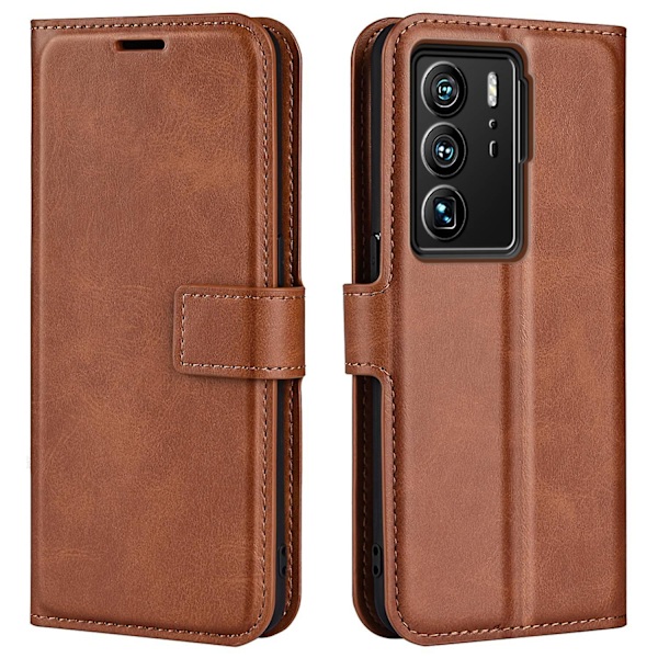 For ZTE Axon 40 Ultra 5G Square Magnetic Clasp PU Leather Case Stand Wallet Folio Flip Cover