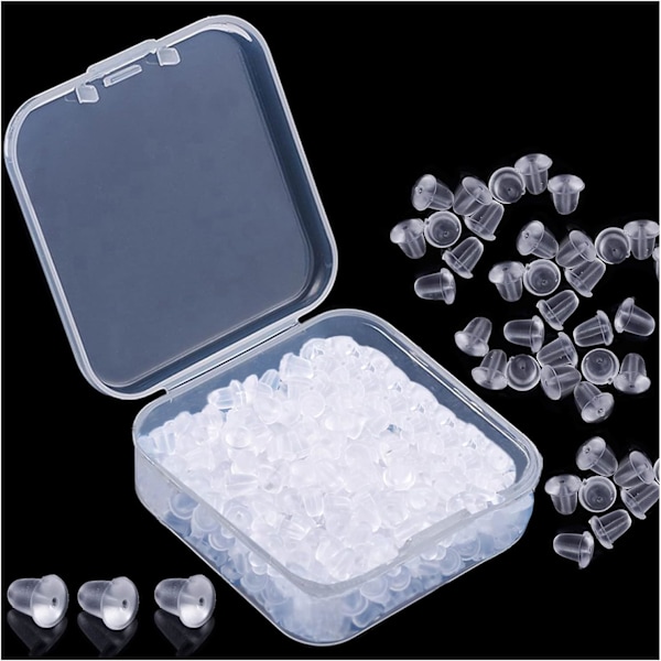 Silikoniset korvakorun taustat (500 kpl, koko 4 x 4 mm)