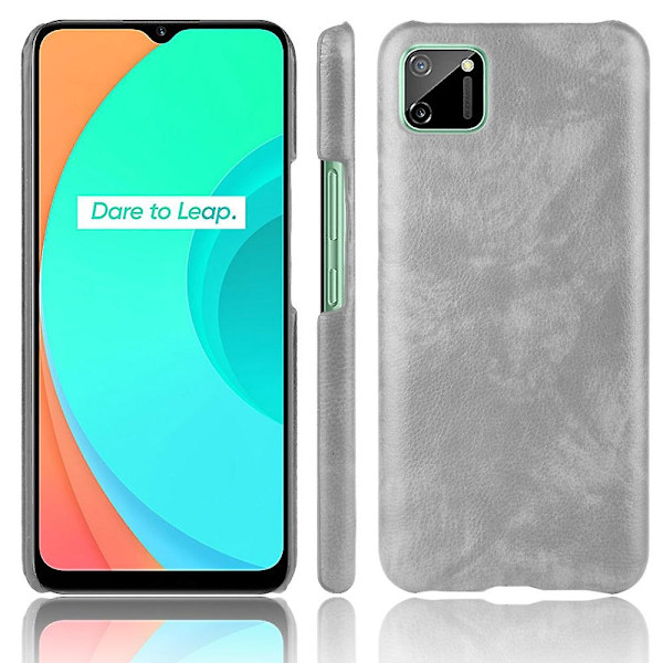 Litchi Skin Leather Coated PC Phone Back Shell For Realme C11