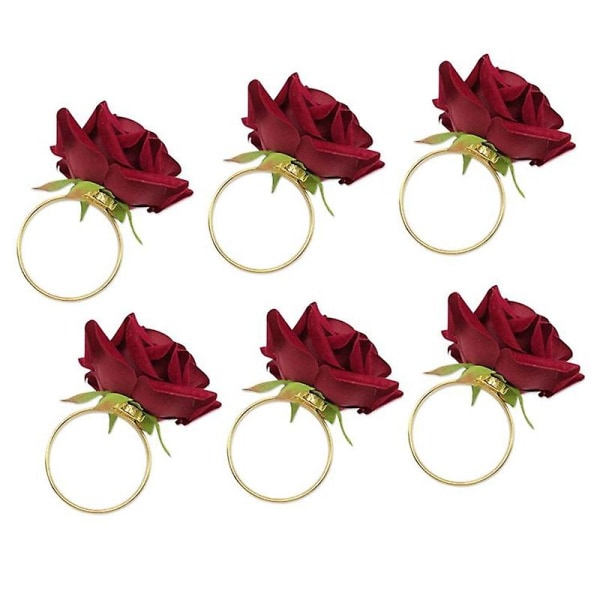 6 stk/lot Romantiske roseserviettringer Legering serviettspenneholder for bryllupsmottakelser Julegaver