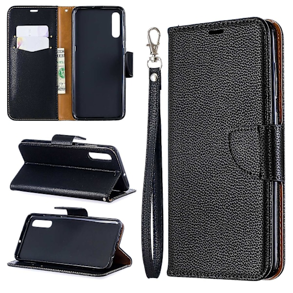 Litchi Skin PU Leather Stand Wallet Case for Samsung Galaxy A70